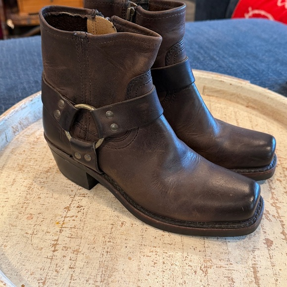 Frye Dark Brown Leather Buckle Boots - Picture 13 of 13